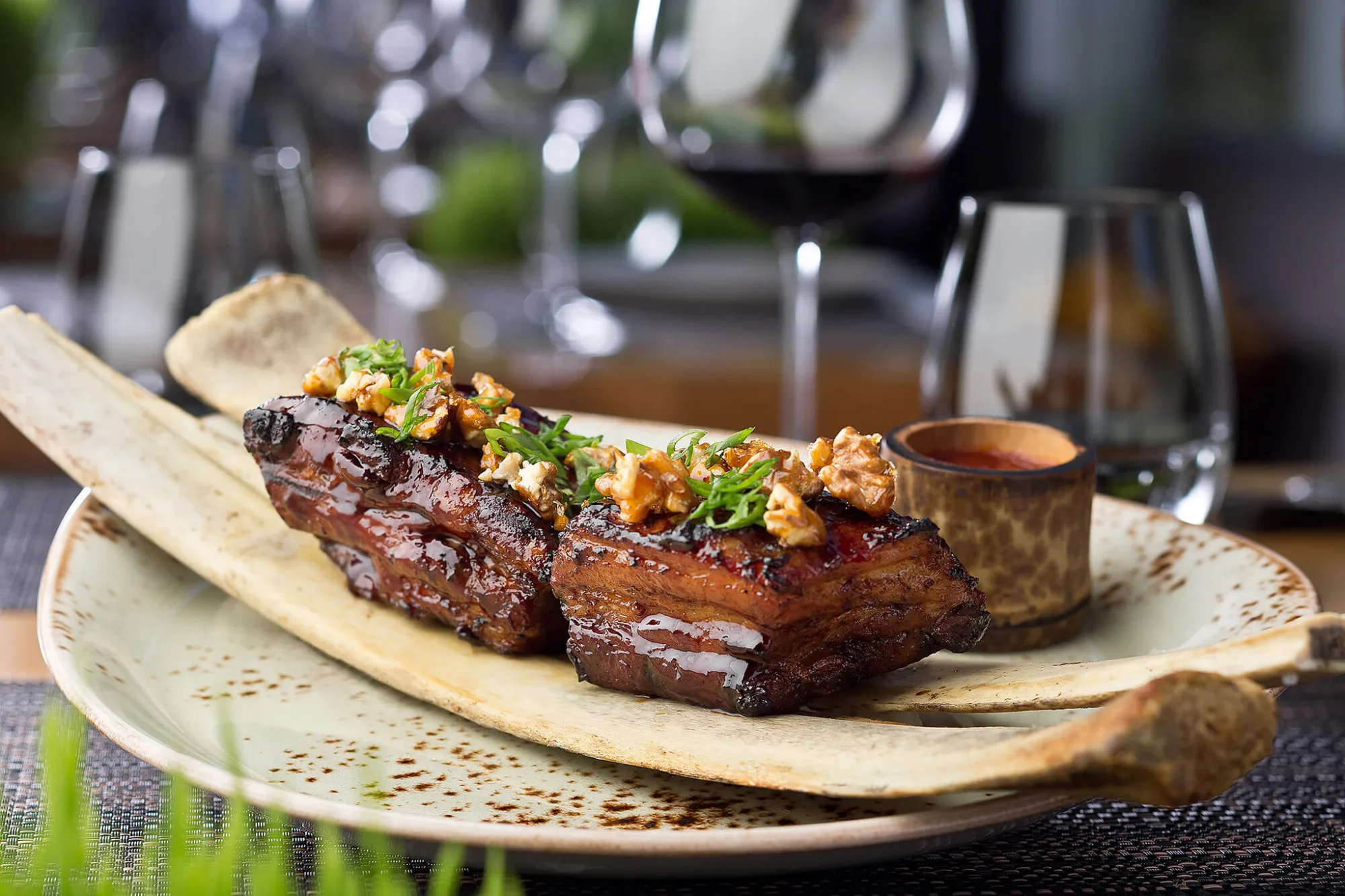 Glazed pork belly with walnuts and red wine, photo by Alex Slyadnev